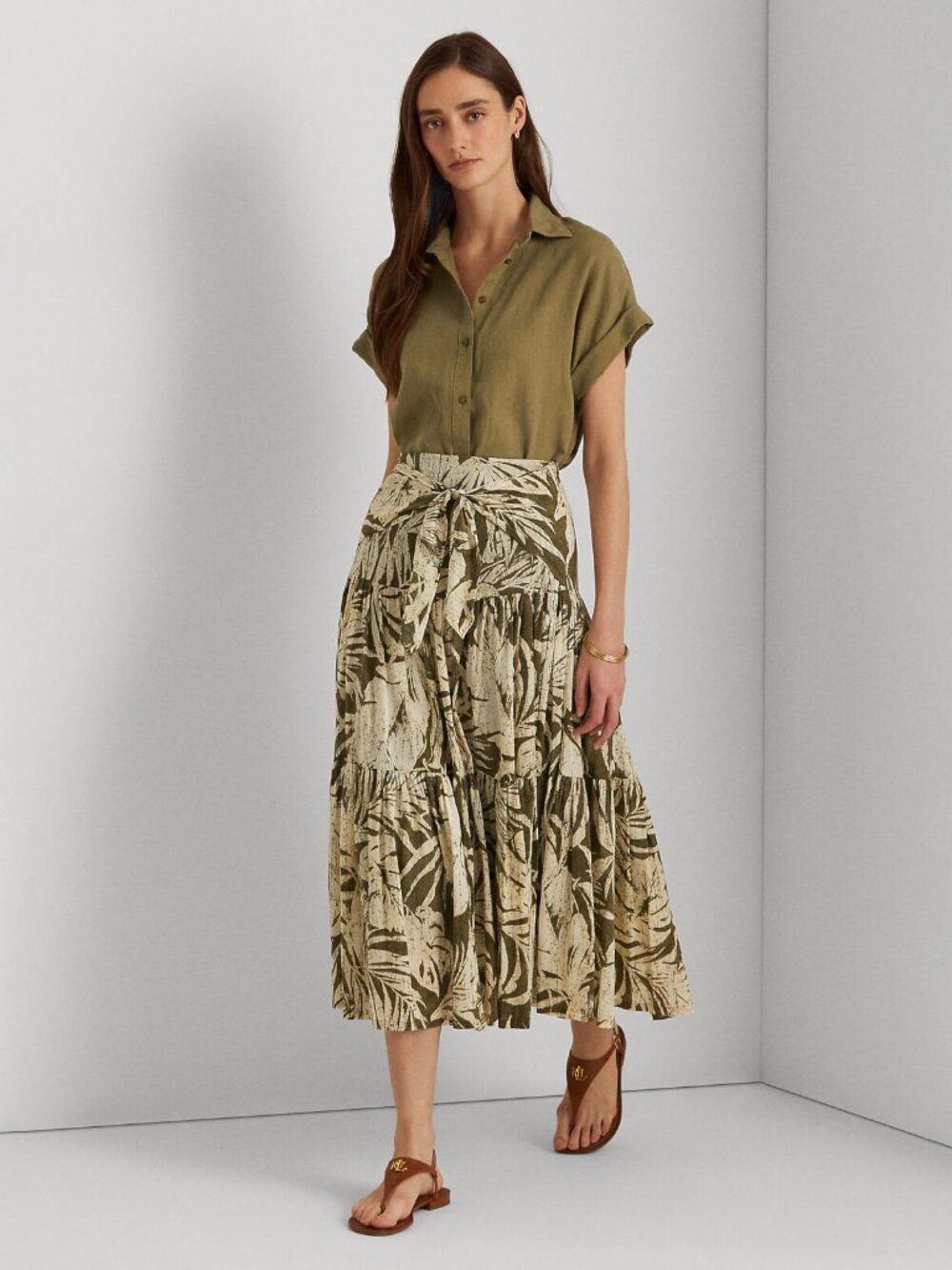 Lauren Ralph Lauren Flowy Leaf Midi Skirt